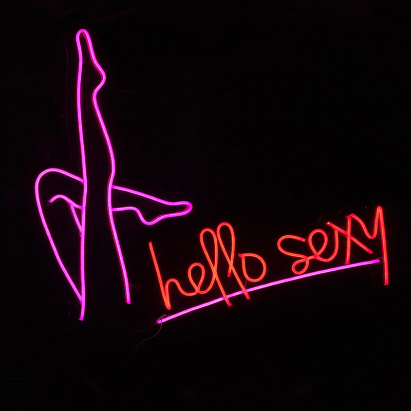 "Hallo sexy" und schöne Beinschilder Store Restaurant Bar Geschenkel Shop Tür Dekoration Board LED Neon Light 12 V super hell hell hell