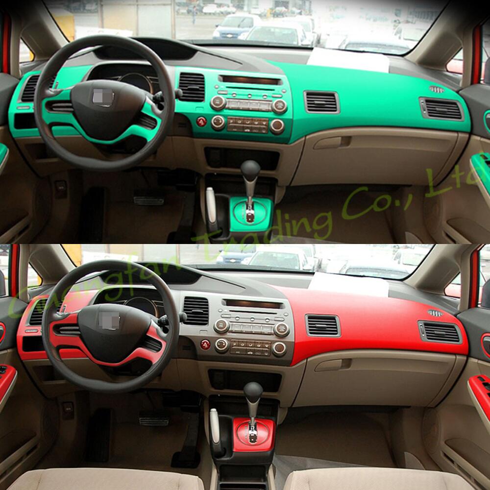 Interior Central Control Panel Door Handle 3D 5D Carbon Fiber Stickers Decals Car-styling Cover Parts Products Accessories For Honda Civic 8th Gen Y