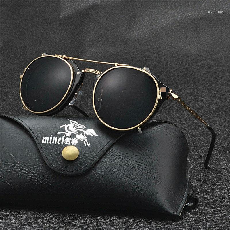 Sunglasses MINCL-2021 Men Myopia Clip On Dual Purpose Driving Mirror Goggles Round FML1