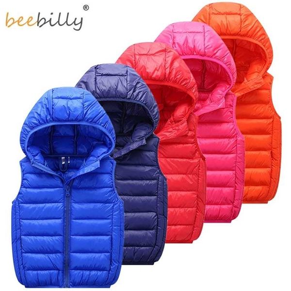 Kids Vest Children&#039;s Girls Hooded Jacket Winter Autumn Waistcoats for Boy Baby Outerwear Coats Big Teens girl clothes 211203