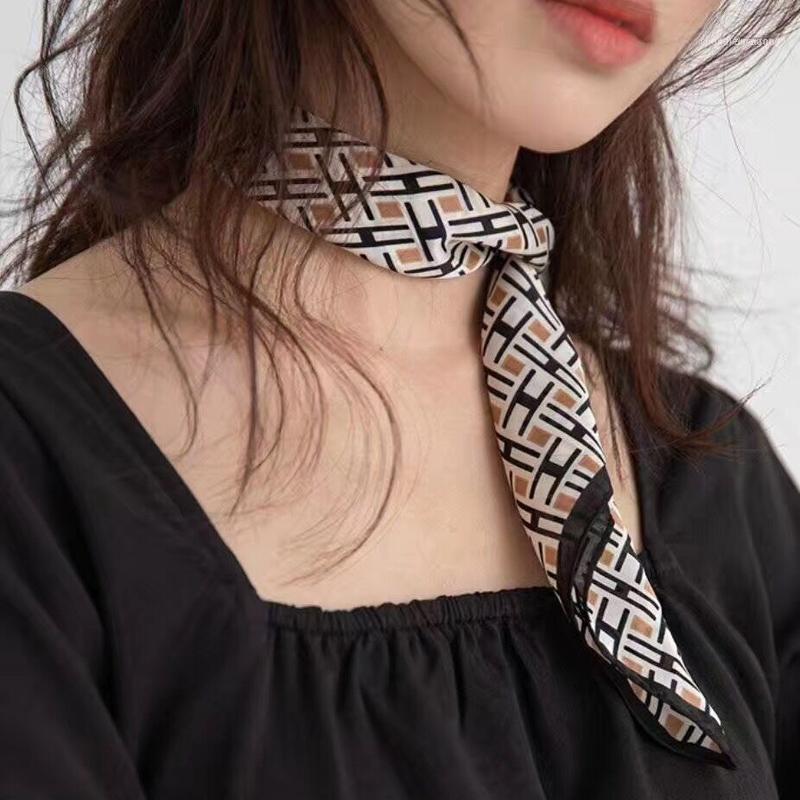 Scarves &Dolphin Women Square Scarf 70*70cm Letter Print Small Chiffon Silk Hair Tie Headbands Bandana Bag Neck Hijab1