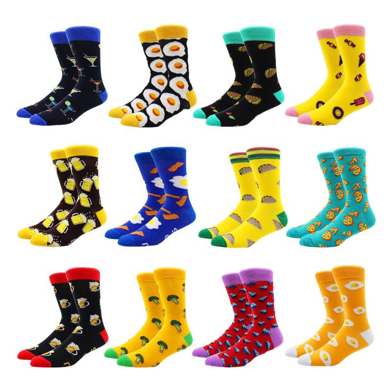 Men&#039;s Socks Style Happy Men Food Beer Pizza Special Design Hip Hop Streetwear Crew Women And Funny Sports