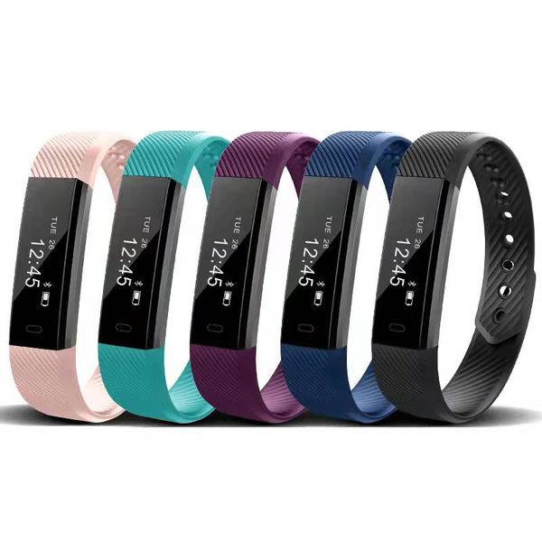 High Quality Smart Wristbands Bracelet Fitness Tracker Bracelet ID 115 Vibrating Alarm Clock Band Watch Sleep Heart Rate Pedometer
