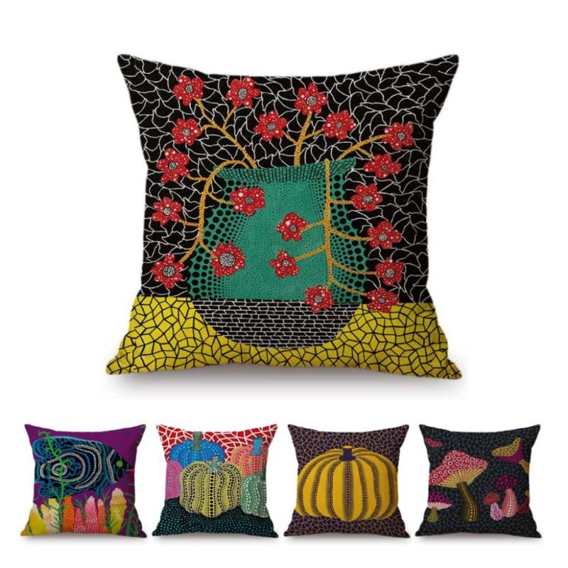 Cushion-Decorative Pillow Modern Dots Art Yayoi Kusama Dot Pumpkin Abstract Vision Cracked Pattern Home Decor Sofa Throw Case Linen Cushion