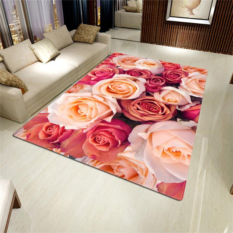 Carpets Rose Carpet 3D Mat For Living Room Flower Rug Bathroom Anti-slip Absorb Kitchen Home Custom Decor Doormat