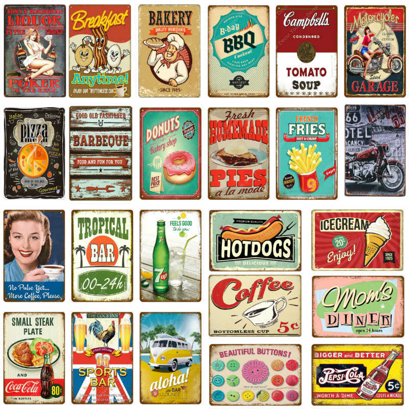 Homemade Pies Retro Plaque Breakfast Diner Metal Tin Signs Cafe Bar Pub Signboard Wall Decor Vintage Food Plates YJ166