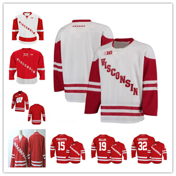 Wisconsin Badgers College Hockey Jerseys Custom Dylan Holloway Cole Caufield Brock Ty Pelton-Byce Ty Emberson Brian Elliott Ryan McDonagh Corson Ceu