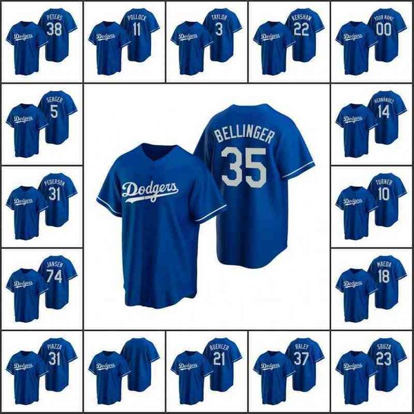 Baseball Jersey #5 Corey Seager 21 Walker Buehler 35 Cody Bellinger 50 Mookie Betts Custom Royal Alternate Men Women Youth size S-4XL 2022