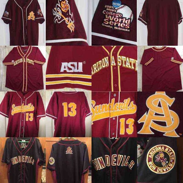 Arizona State Sun Devils 2007 College World Series Baseball Jersey Custom Any Name Any Number Mens Youth Womens S-5XL