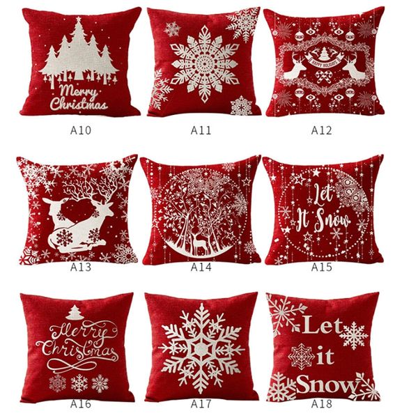 45x45cm Red Christmas Pillow Case Christmas Tree Snow PillowCase cover Home Sofa Car Decor Cushion Without insert