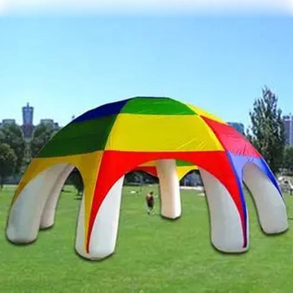 8m airblow rainbow color giant inflatable spider dome tent with 6 beams,large outdoor lawn marquee for event
