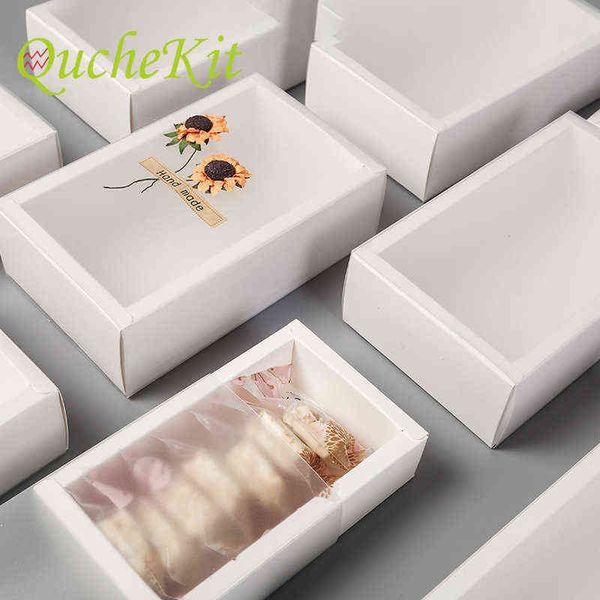Diffferent PCS White PVC Paper Box with Window As Wedding Christmas Birthday Candy Chocolate Packaging Baking Gift Box H1231