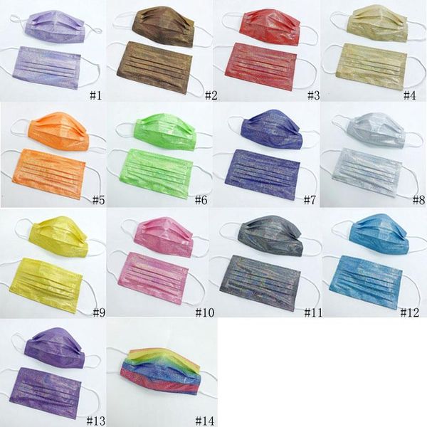 Glitter Disposable Masks Face-Mask Dust-proof Breathable Glow Mask Protective Laser Anti Dust