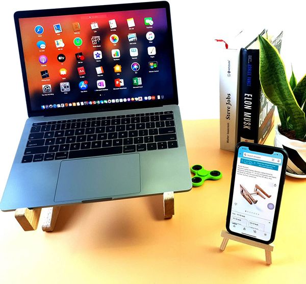 Laptop Stands, Wooden Desktop Stand for Notebook Computer 13-17 inch Compatible with Apple MacBook Air, Mac Pro and iPad Pro, HP, DELL, Acer