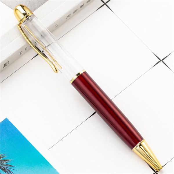 NEW Big Empty Tube Ballpoint Pens Tube Ballpoint Pens Metal Pen Self-filling Floating Glitter Dried Flower Crystal Ballpoint