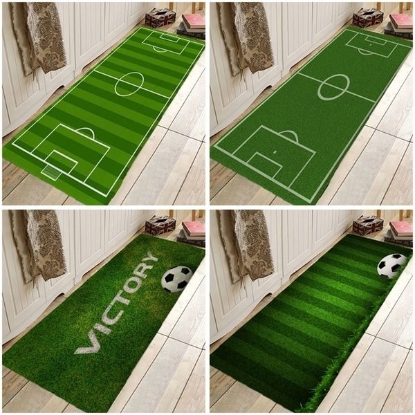 Creative 3D Printing Footbal Field Hallway Carpet and Rugs for Bedroom Living Room Kitchen Bathroom Anti-Slip Floor Mats 220301