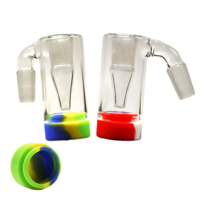 Dabpipes168 CSYC P025 Smoking Ash Catcher 2.5mm Thickness Female Male 14mm Joint Bubbler Water Perc Bong Ash-catcher With Random Color Silicone Jar