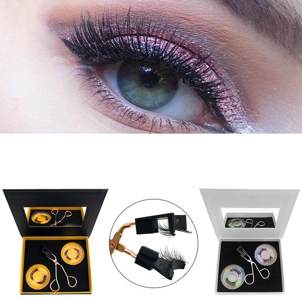Magnetic False Eyelashes set with Curler Set 2 pairs Quantum Eyelash Soft Applicator Clip Makeup Eye lashes Magnets
