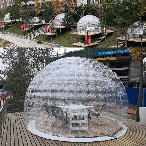 Inflatable Dome Tent 3.5m 4.5m Outer Diameter Commercial Transparent Bubble House Tents Without Lights for Camping Family Party Outdoor Even