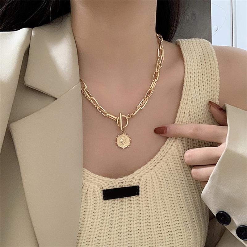 Vintage Wedding Chain Choker Necklace For Women Geometric Sun Coin Multilayer Pendant Necklaces Jewelry Party gift