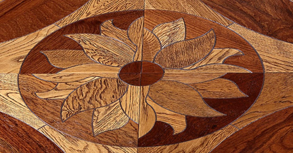 Yellow White Oak sapele wood flooring hardwood furniture medallion inlaid marquetry wall cladding tile parquet Bedroom Walls Living room backdrop ce