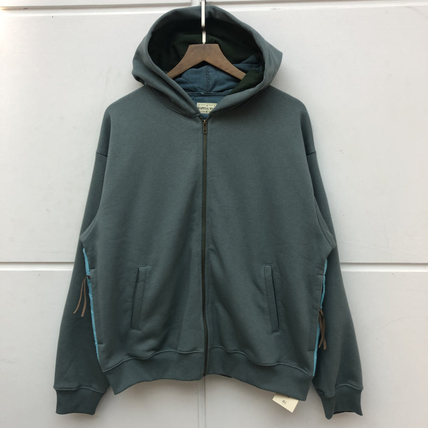 2021 New Kapital Pullover Men Women 1:1 High-quality Heavy Fabric Solid Color Cardigan Hoodie Skee