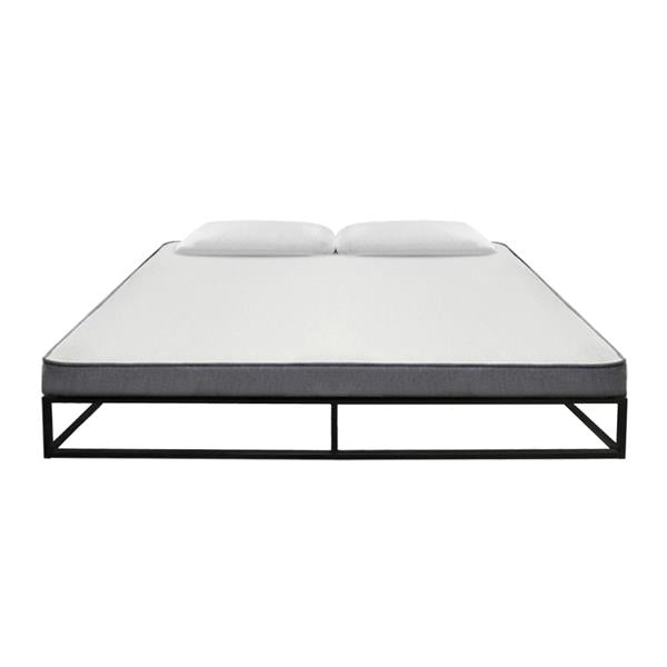 Bedroom Furniture Simple Basic Iron Bed King Size Black Beds with Strong Headboard and Footboard for Kids Adults Guest