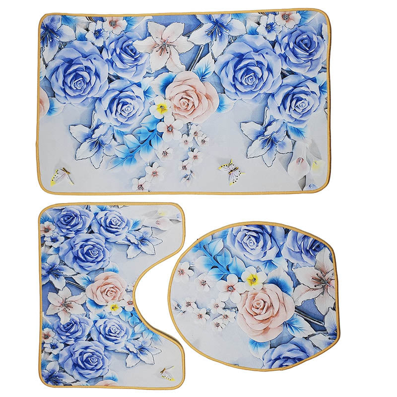 Carpets Three-piece suit household bathroom bedroom non-slip mat indoor outdoor solid door mat printing corridor floor mat