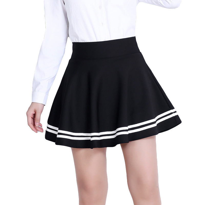2021 New Japanese Kawaii Black Micro Prom Female Summer Striped Harajuku Lolita Mini Skirts of Women High Waist Tomblr Skirt Ohfn