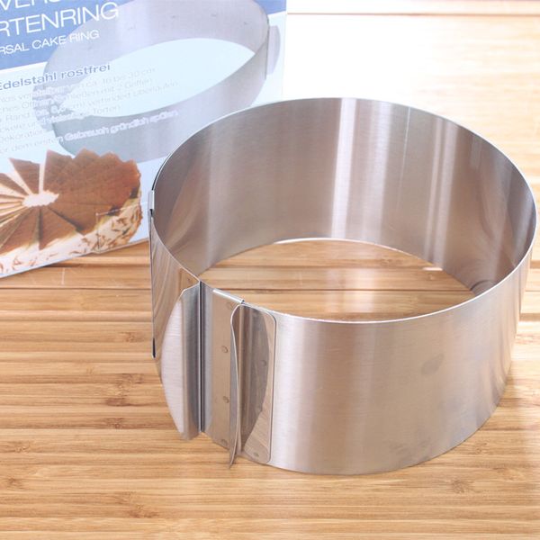 Retractable Stainless Steel Circle Mousse Ring Baking Tool Set Cake Mould Mold Size Adjustable Bakeware 16-30cm 6-12Inch +B +Q 210225