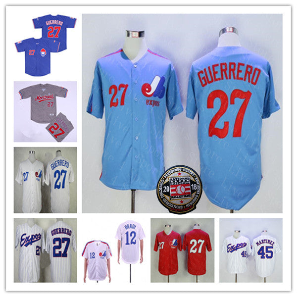 Vintage Montreal Expos Jersey Baseball 12 Tom Brady 27 Vladimir Guerrero 34 Bryce 34 Harper Pedro Martinez Dawson Tim Raines Gary Carter Hall Of Fam