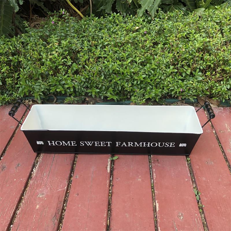 51.5xH10.5CM Long Metal Planter Large Black Succulent Pot Farmhouse Decor Home Sweet Farm Ornament