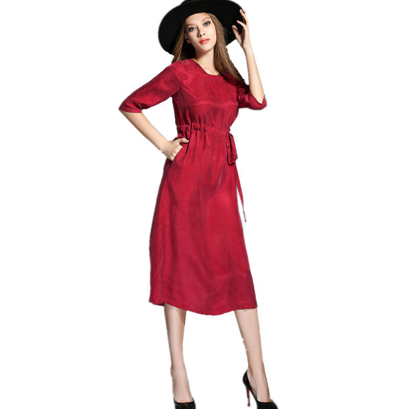 2021 and Robe Femme European America Wine Red Slik Women Clothing Half Sleeve Plus Size Womens Es New Arrival Fyy540 Nrpx