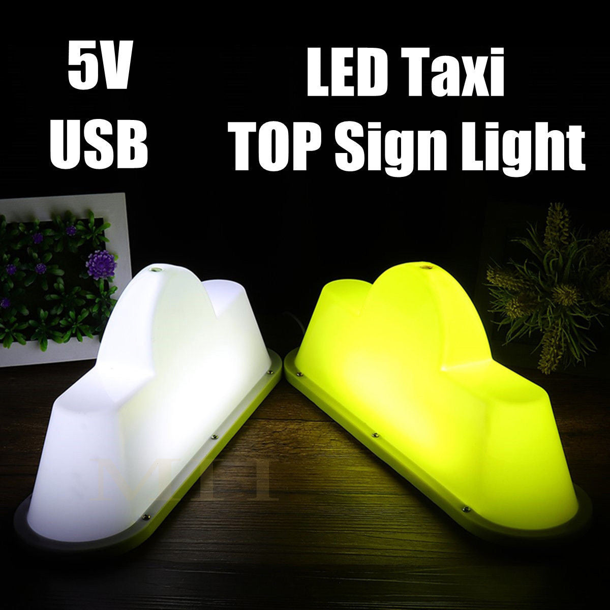 14.5&quot; DIY Decal LED Car Stickers Power Decals Light Up Tip TAXI With Push Switch USB Cab for Car Drivers