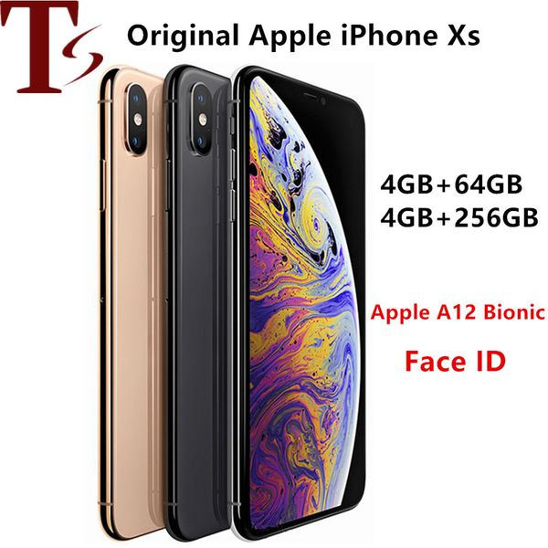 refurbished Unlocked Original iPhone XS Cell Phones 5.8inch with Face id 4GB RAM 64-256GB ROM Smartphones 12MP 1SIM Card Mobile Phones 5PCS