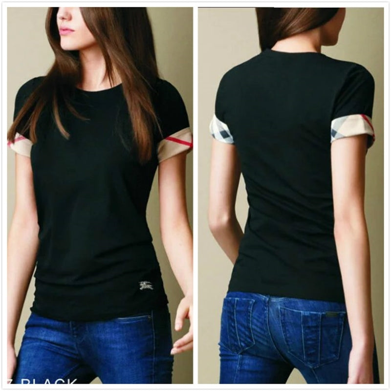 Quality Classic T-Shirt Plus Size Women&#039;s Casual Short Sleeve Round Neck Cotton Ladies Designer Tees Tops Slim Summer Office Plaid Tee Shirt