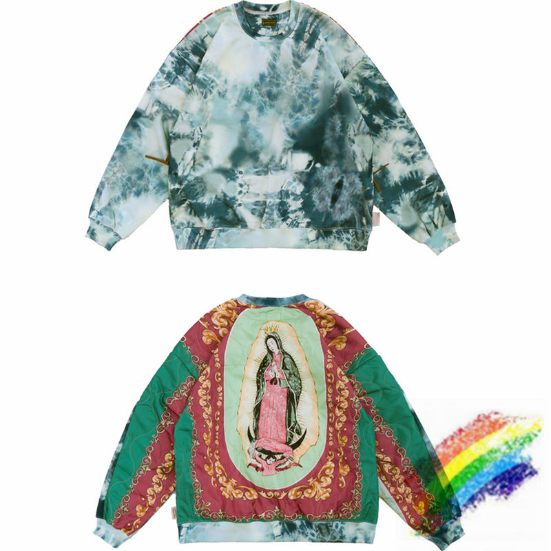 2021 New Gravata Tingida Emendado Kapital Sweatshirts Masculino Feminino 1:1 Qualidade Vintage Crewneck Pullovers Hoodie Nqie