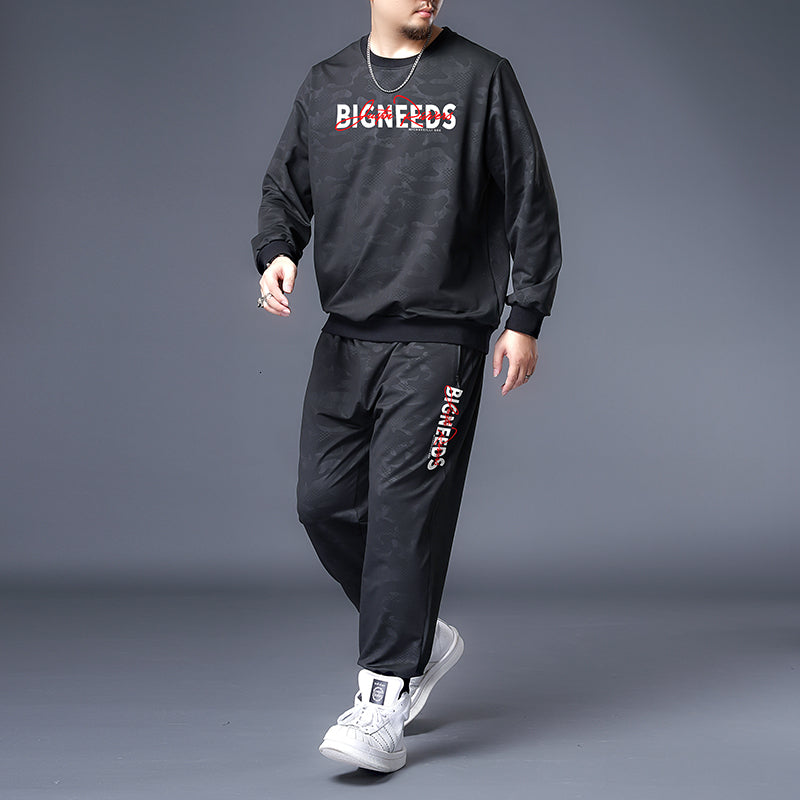 2021 Plus Size 7xl 6xl 5xl Men Casual Set Hooded Hot Spring Autumn New Men&#039;s Sportswear Hoodies+pants 2pcs Sets Solid Hip Hop U404