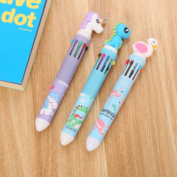 10 Colors Cute Animal Cartoon Ballpoint Pen School Office Supply Stationery Multicolored Pens Colorful Refill Gift Ballpoint Pens 0029