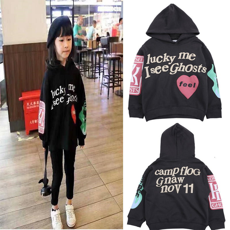 2021 New Hip-hop Graffiti Letter Hoodie Knaye West Kids See Ghosts Plus Veet Sweatshirt Boys Girls Pullover Fashion Best Quality Rbxi