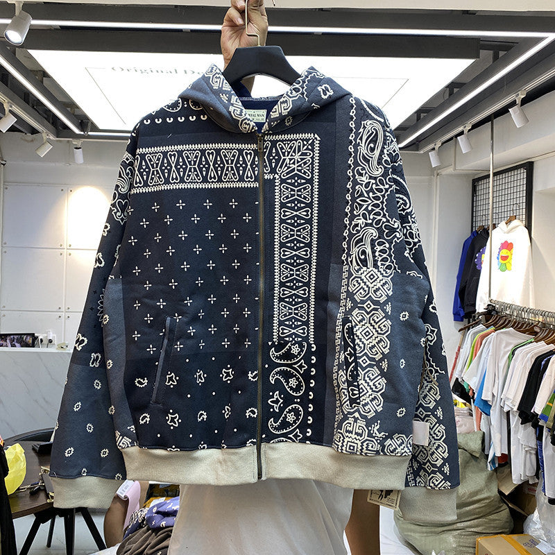 2021 New Kapital Cardigan Zper Hoodie Caju Flor Pulver Das Mulheres Dos Homens De Alta Qualidade Pesado Tecido Com Capuz Frente Traseira Pac