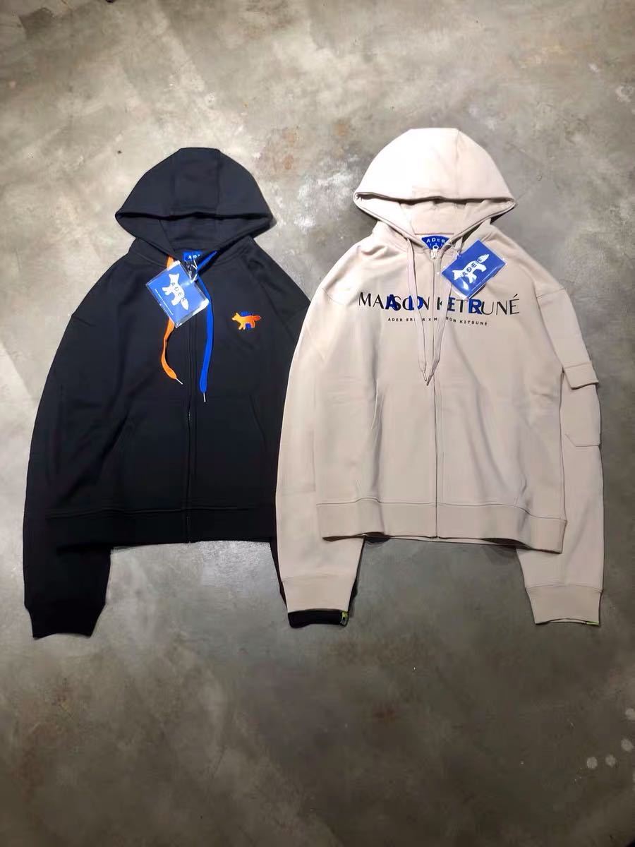 2021 New Errore Hoodie Bolso De Alta Qualidade Na Manga Ader Erro x Maison Kitsune Pulver Bordado Tipo Zper Hoodied Kidm