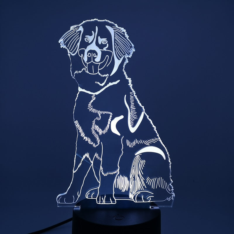 Creative 3D Night lights Acrylic Desktop LED Nightlight with RGB color Holiday Gift Decorative Bernese Mountain Dog Bedroom Lamp