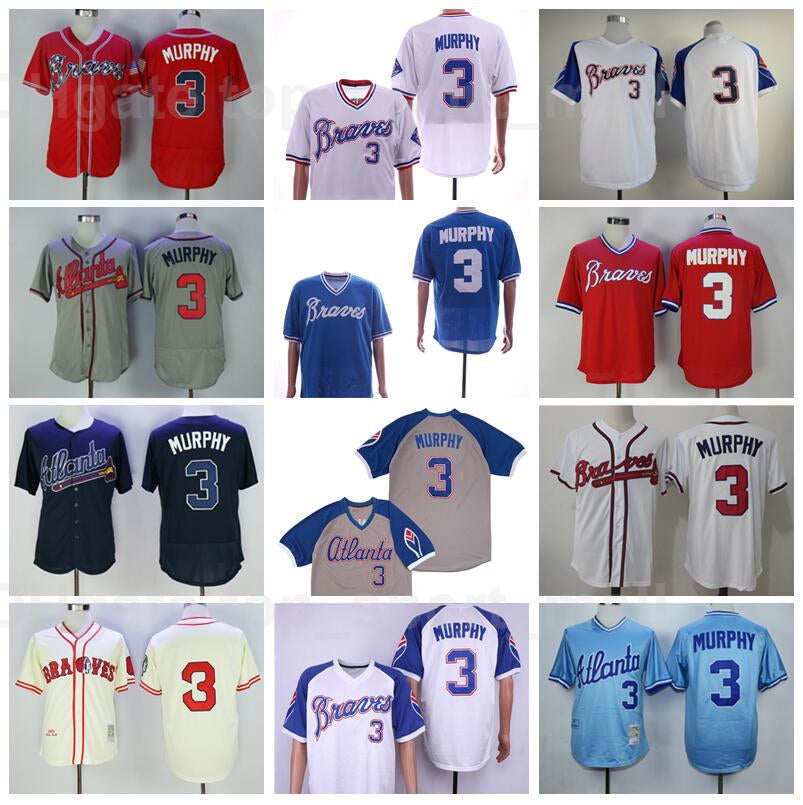 Men Retror 1935 1974 1980 Vintage Baseball 3 Dale Murphy Jersey Retire Flexbase Cool Base Pullover Stitched Navy Blue Red White Beige Grey