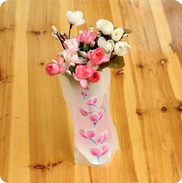 pvc plastic flower pot creative flower arrangement PE vase Mixed styles Foldable PVC flower vase without flowers