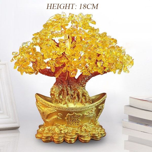 Crystal Fortune Tree Ornament Wealth Chinese Gold Ingot Tree Lucky Money Tree Ornament Home Office Decoration Tabletop Crafts Y200106