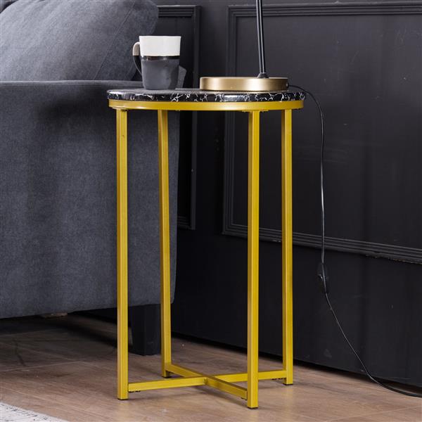 Living Room Furniture Marble Simple Round Edge Table Black