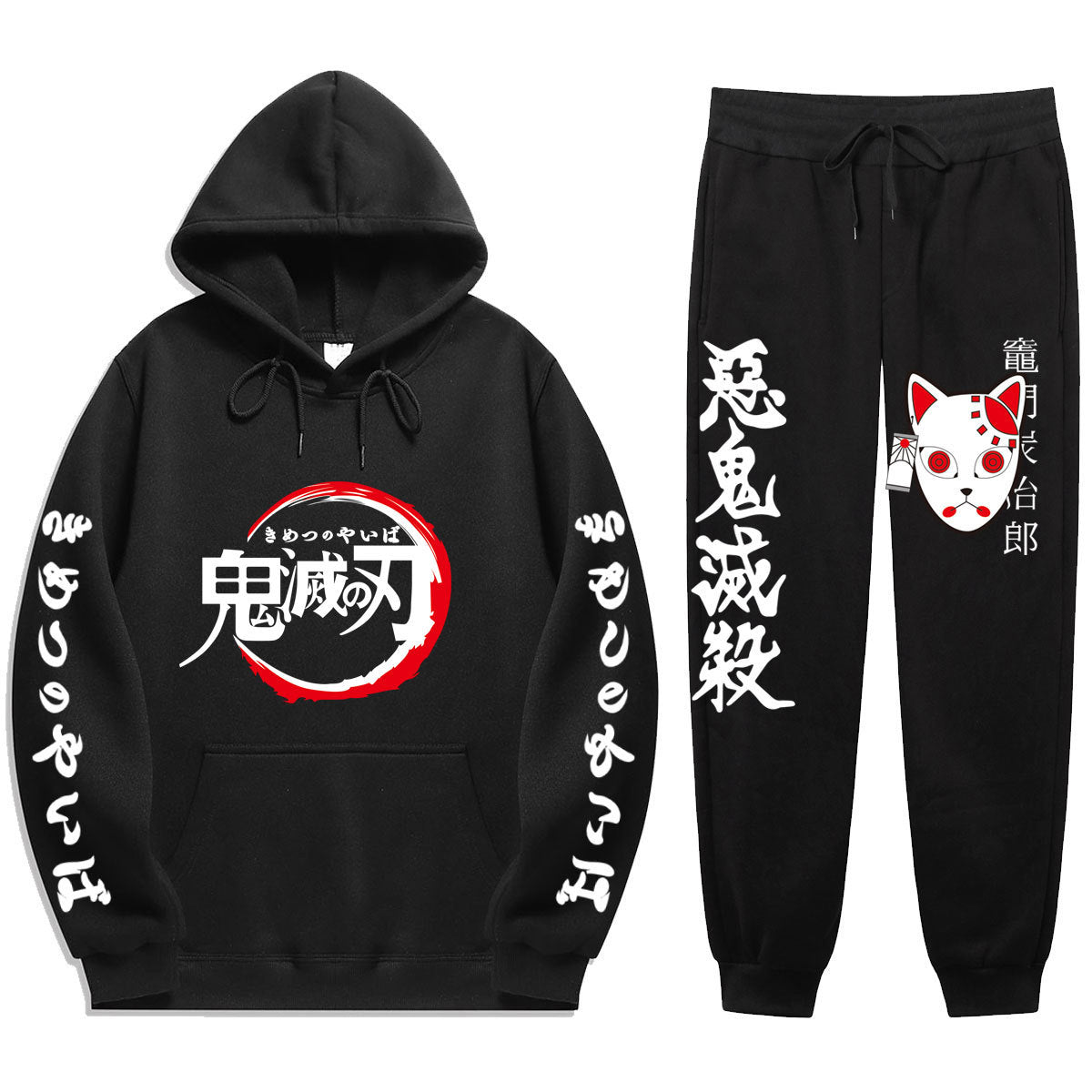 2021 New Anime Demon Slayer Fashion Hooded Sweatshirt Sportswear Men&#039;s Track Suit Autumn Winter Clothes Hoodie + Pant 4chn