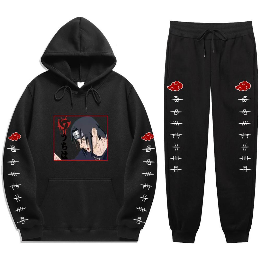 2021 New Anime Naruto Uchiha Itachi Winter Tracksuit Piece Set Print Hoodies+pants Sportwear Men Women&#039;s Sports Suit Hooded Sweatshirt Lzpx
