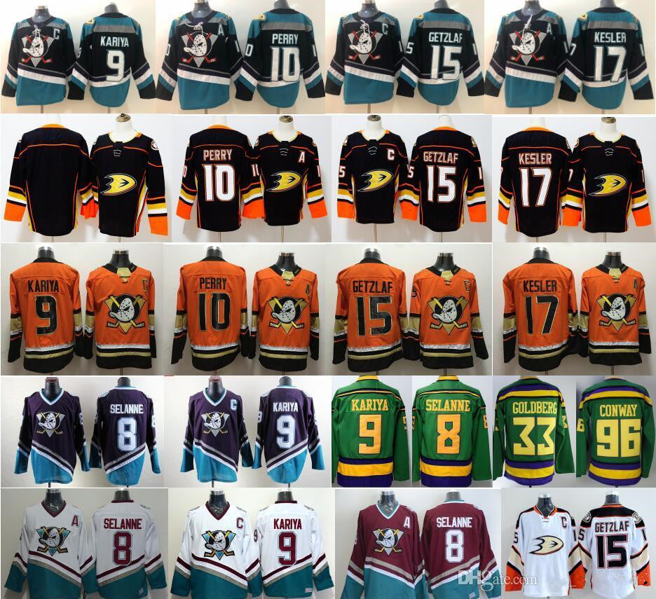 Mighty Anaheim Ducks Jersey Hockey 15 Ryan Getzlaf Jakob Silfverberg Rickard Rakell Teemu Selanne Paul Kariya Charlie Conway Gordon Bombay06
